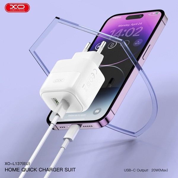Фото - Сетевое зарядное устройство XO L137 - 20W PD USB-C & 18W QC USB-A (L137_White)