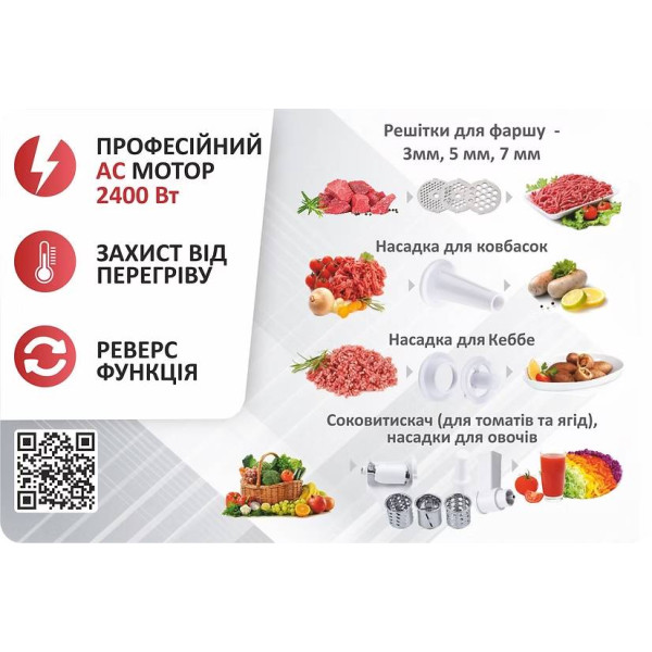 Фото - Мясорубка Prime Technics PG 2483 W