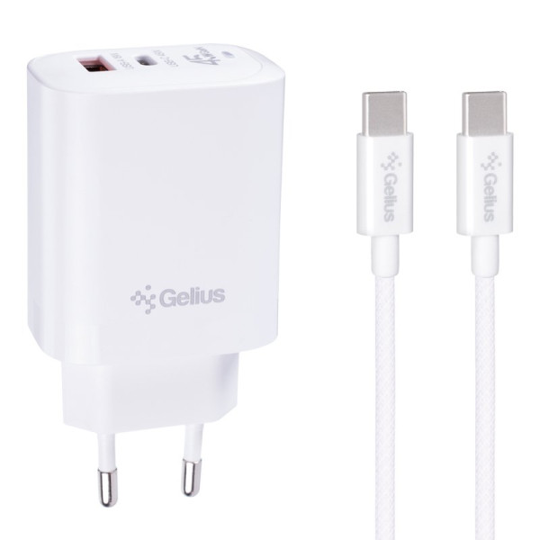 Фото - Мережевий зарядний пристрій Gelius iCable GP-UCN010 Type-C to Type-C 1,2m 60W White (102013)
