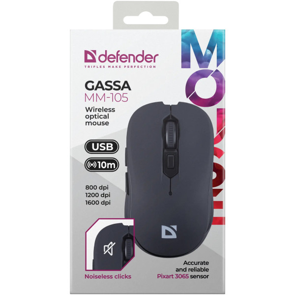 Фото - Миша бездротова Defender Gassa MM-105 Black (52105)