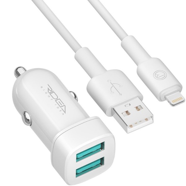 Фото - Автомобильное зарядное устройство Ridea Grand Lightning 2USB 2.4 A White (RCC-21312)