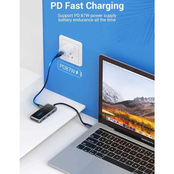 Фото - Хаб USB Vention USB 3.1 Type-C HDMI 4K60Hz/USB 3.0х3/RJ45/PD 87W (TFFHB)