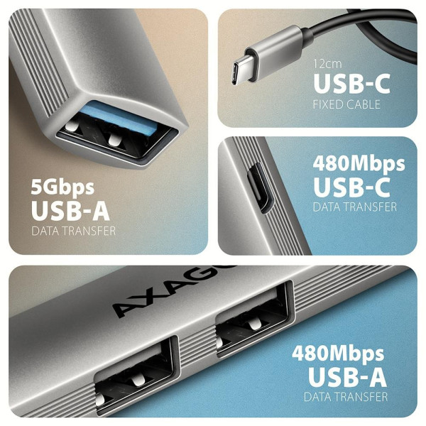 Фото - Хаб USB AXAGON USB3.2 4PORT 0.12m (HUE-STC)