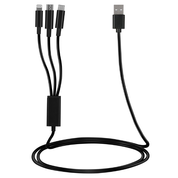 Фото - Кабель 2E USB 3 in 1 Micro/Lightning/Type C 5V/2.4A 1.2m Black (2E-CCMTLAB-BL)
