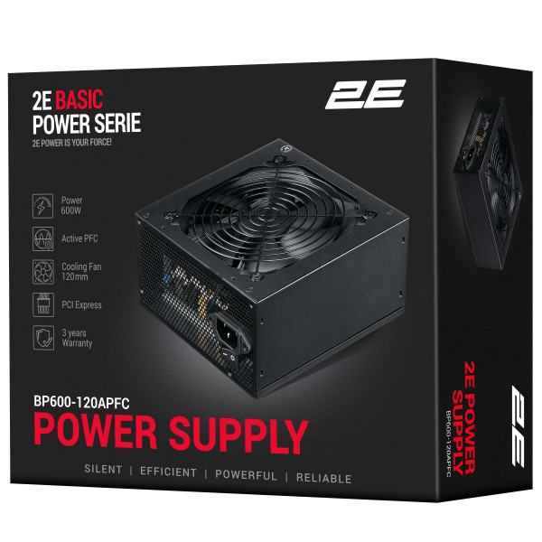 Фото - Блок питания для ПК 2E Basic Power 600W (2E-BP600-120APFC)
