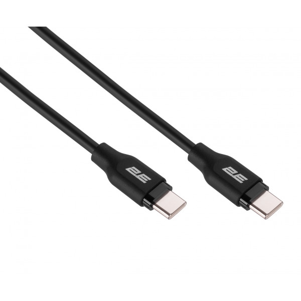 Фото - Кабель синхронізації даних 2E USB-C - USB-C Glow 60W 1 m Black (2E-CCCC-BL)