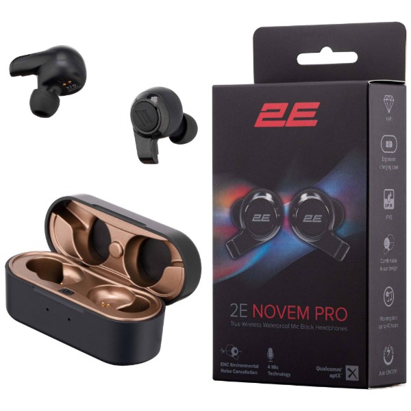 Фото - Наушники вкладыши беспроводные TWS 2E Novem Pro True Wireless Waterproof Mic Black (2E-EBTWNPBK)