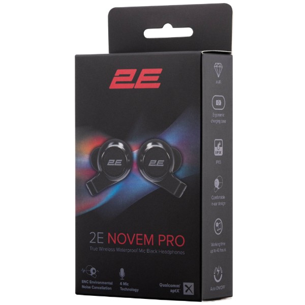Фото - Наушники вкладыши беспроводные TWS 2E Novem Pro True Wireless Waterproof Mic Black (2E-EBTWNPBK)