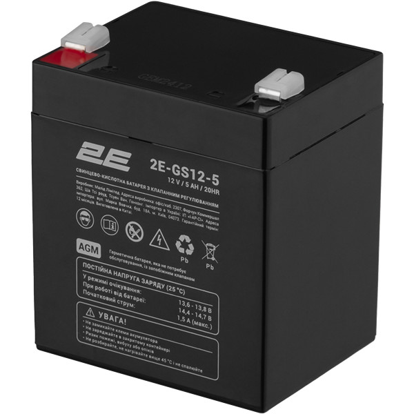 Фото - Акумулятор для ДБЖ 2E GS 12В 5Аг AGM (2E-GS12-5)