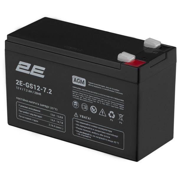 Фото - Акумулятор для ДБЖ 2E GS 12В 7.2Аг AGM (2E-GS12-7.2)
