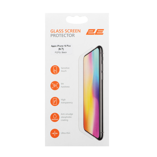 Фото - Захисне скло для смартфону 2E Apple iPhone 16 Plus (6.7), 2.5D FCFG, (1 Pack), чорна рамка (2E-IP-16PL-6.7-SMFCFG-BB)