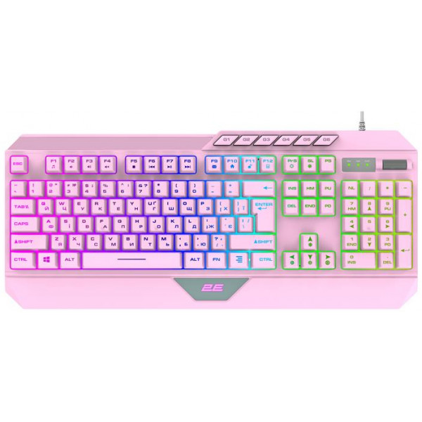 Фото - Клавіатура дротова ігрова 2E KG315 RGB USB Pink Ukr (2E-KG315UPK)