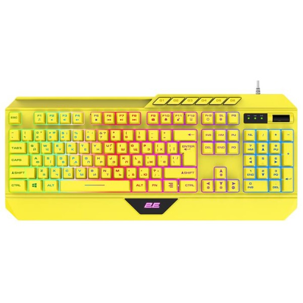 Фото - Клавиатура проводная игровая 2E KG315 RGB USB Yellow Ukr (2E-KG315UYW)