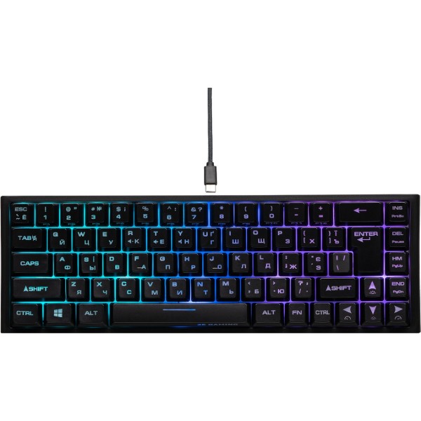 Фото - Клавиатура проводная игровая 2E KG350 RGB 68key USB Black Ukr (2E-KG350UBK)
