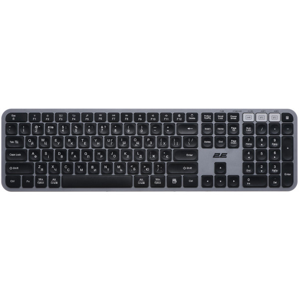 Фото - Клавіатура бездротова 2E KS240 WL/BT, EN/UK Gray/Black (2E-KS240WG_UA)