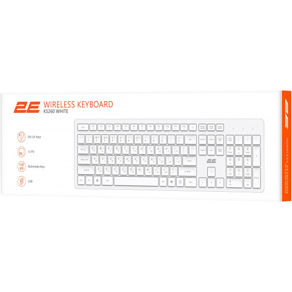 Фото - Клавіатура бездротова 2E KS260 WL EN/UK White (2E-KS260WWH_UA)