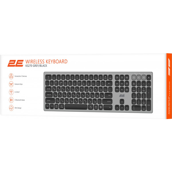 Фото - Клавиатура беспроводная 2E KS270 WL/BT EN/UK Gray/Black (2E-KS270WBGR_UA)