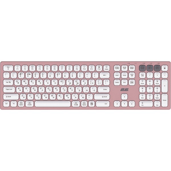 Фото - Клавиатура беспроводная 2E KS270 WL/BT EN/UK Pink/White (2E-KS270WBPN_UA)