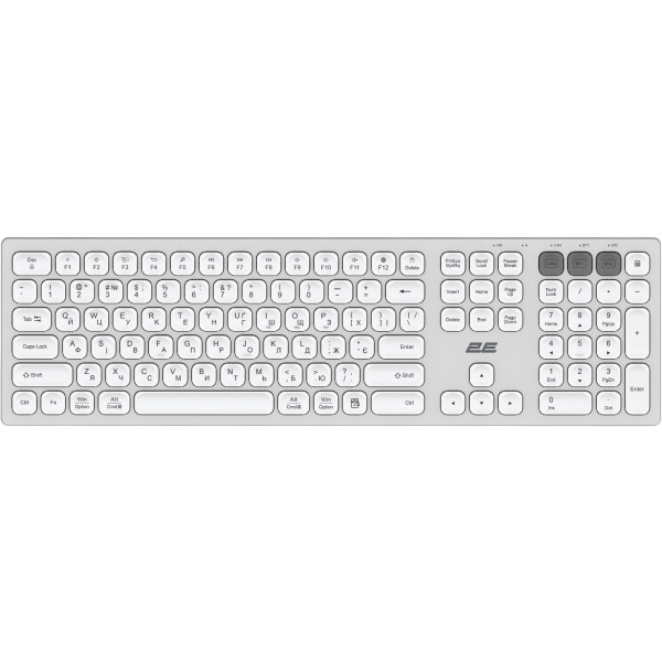 Фото - Клавиатура беспроводная 2E KS270 WL/BT EN/UK Silver/White (2E-KS270WBWH_UA)
