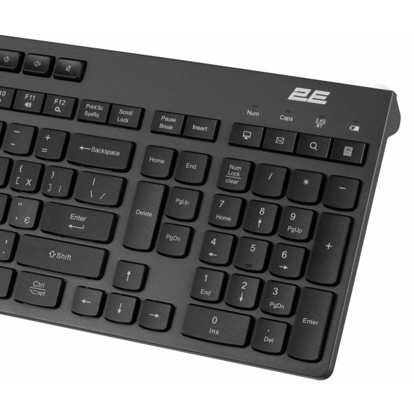 Фото - Клавіатура бездротова 2E KS280 WL/BT, EN/UK Silent Black-Grey (2E-KS280WBGR_UA)