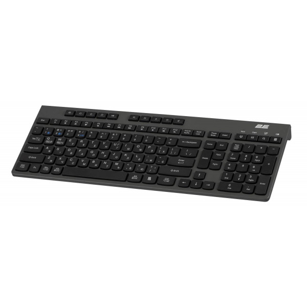 Фото - Клавіатура бездротова 2E KS280 WL/BT, EN/UK Silent Black-Grey (2E-KS280WBGR_UA)