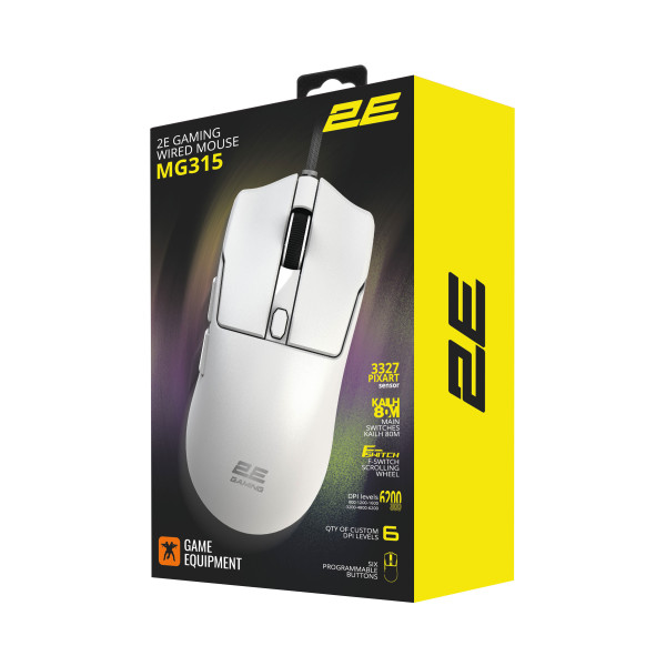 Фото - Мышь проводная игровая 2E Gaming MG315 USB-A White (2E-MG315UWT)