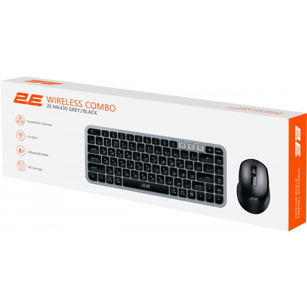 Фото - Клавиатура+мышь беспроводная 2E MK430 WL/BT EN/UK Gray/Black (2E-MK430WBGR_UA)