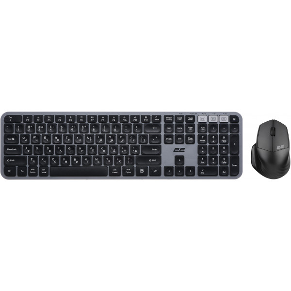 Фото - Клавіатура + миша бездротова 2E MK440 WL/BT EN/UK Gray/Black (2E-MK440WBGR_UA)