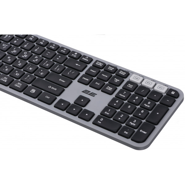 Фото - Клавіатура + миша бездротова 2E MK440 WL/BT EN/UK Gray/Black (2E-MK440WBGR_UA)