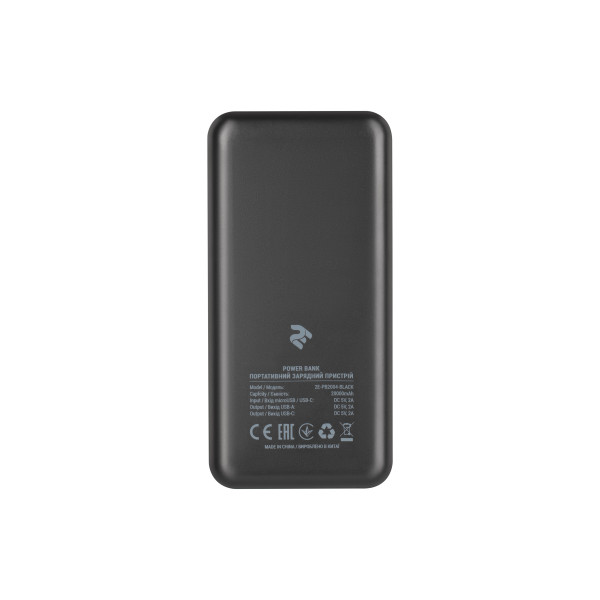 Фото - Батарея мобільна 2E 20000mAh, DC 5V, 2.1A, Type-C, MicroUSB, USB-А (2E-PB2004-Black)