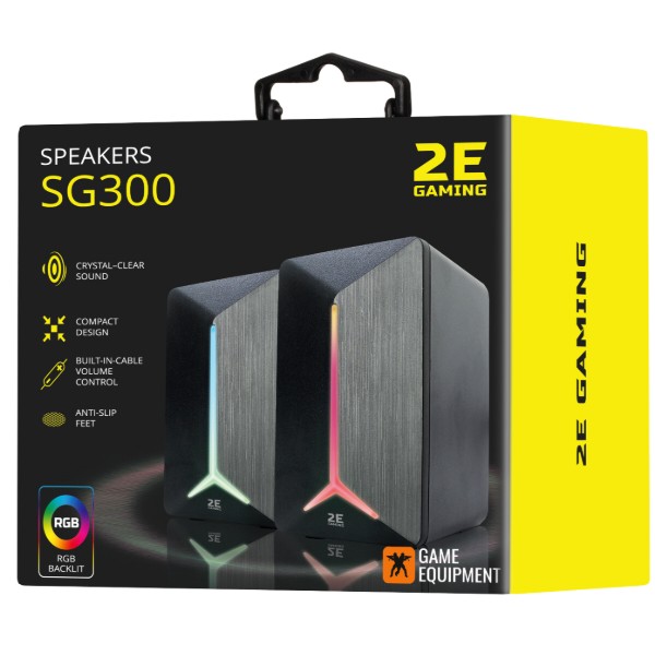 Фото - Комп'ютерна акустика звичайна 2.0 2E Speakers SG300 2.0 RGB 3.5mm Black (2E-SG300B)