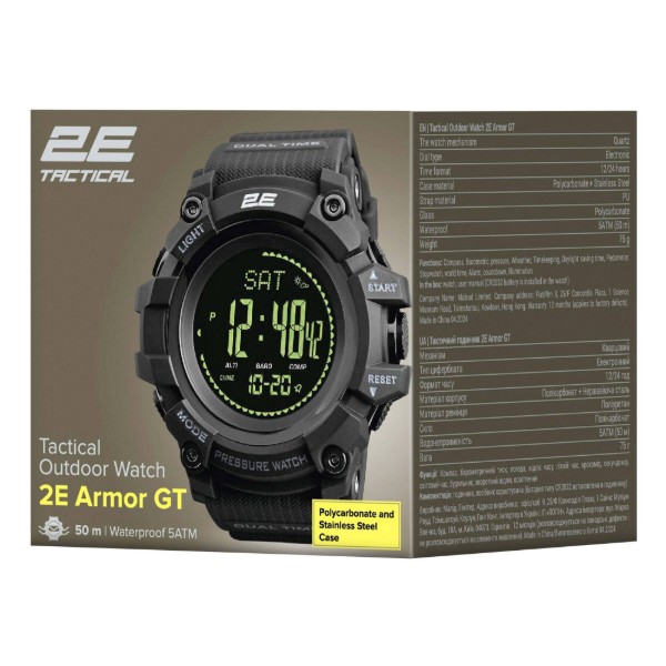 Фото - Смарт-часы 2E Armor GT Black с компасом и шагомером (2E-TCW20BK)
