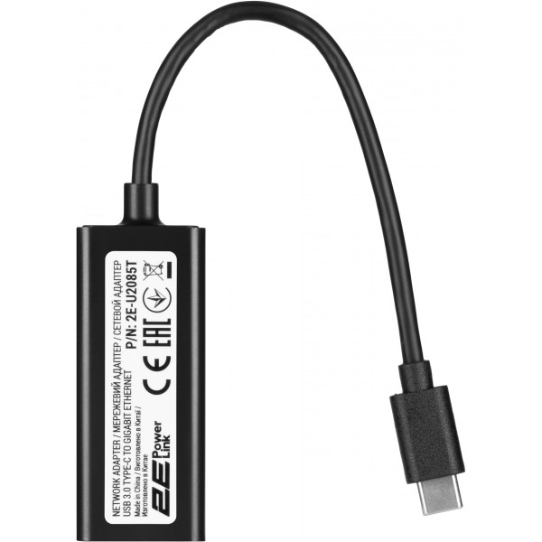 Фото - Перехідник USB Type-C - RJ-45 2E PowerLink U2085T (2E-U2085T)