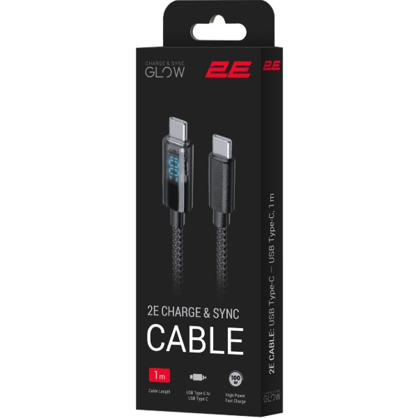 Фото - Кабель 2E USB-C > USB-C 1м (2E-CC100-BL)