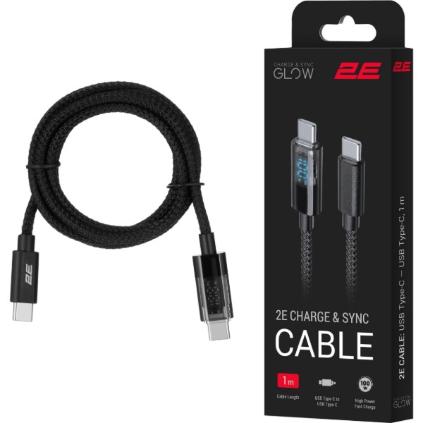 Фото - Кабель 2E USB-C > USB-C 1м (2E-CC100-BL)
