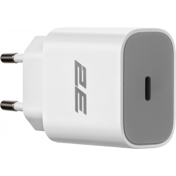 Фото - Мережевий зарядний пристрій 2E 25W USB-C PD White (2E-WC1USBC25W-W)