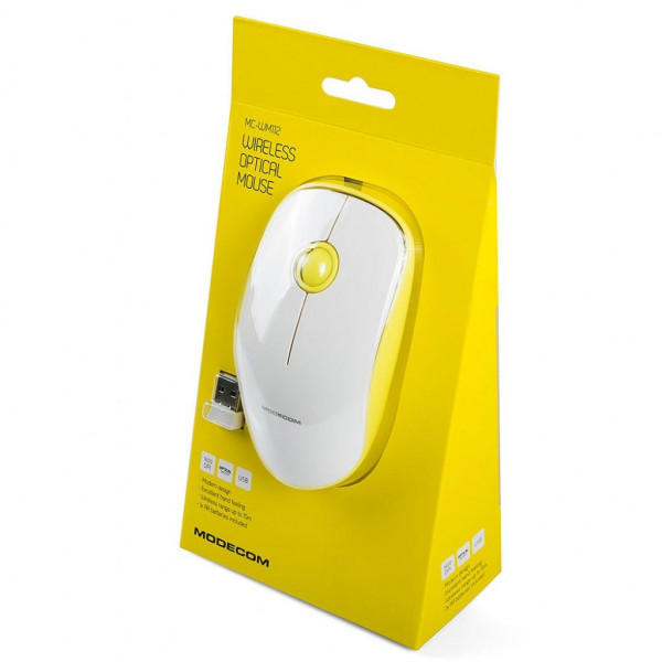 Фото - Миша бездротова Modecom MC-WM112 White-Yellow (M-MC-WM112-290)