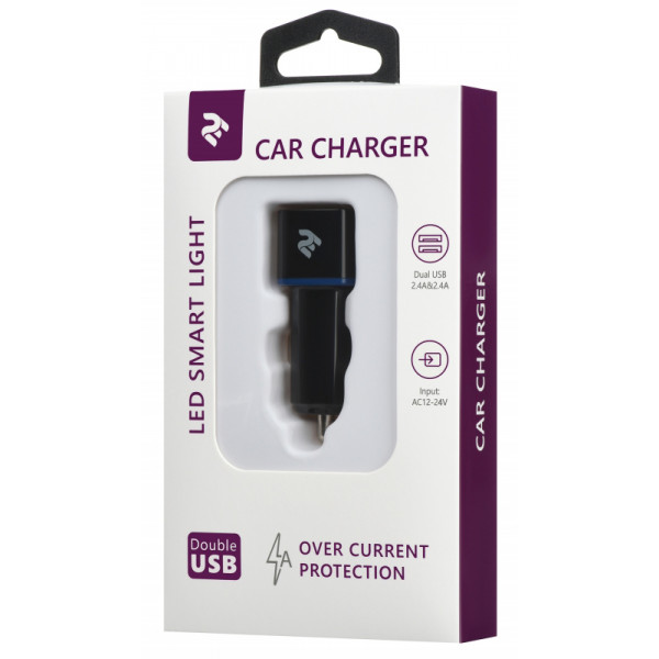 Фото - Автомобільний зарядний пристрій 2E Dual USB Car Charger Black (2E-ACR01-B)