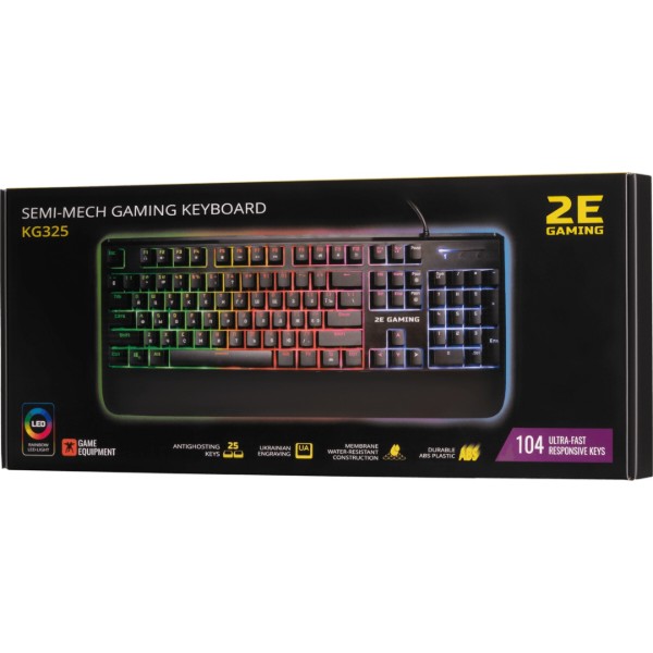 Фото - Клавиатура проводная игровая 2E KG325 LED USB Black Ukr (2E-KG325UB)