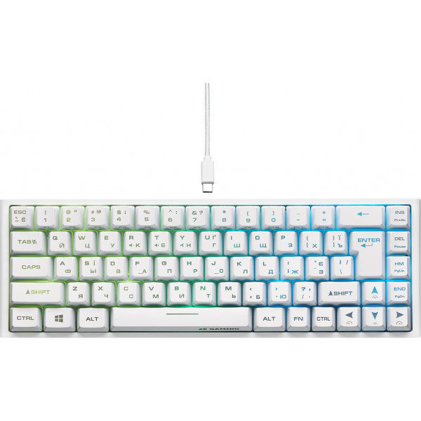 Фото - Клавіатура дротова ігрова 2E KG350 RGB 68key USB White Ukr (2E-KG350UWT)