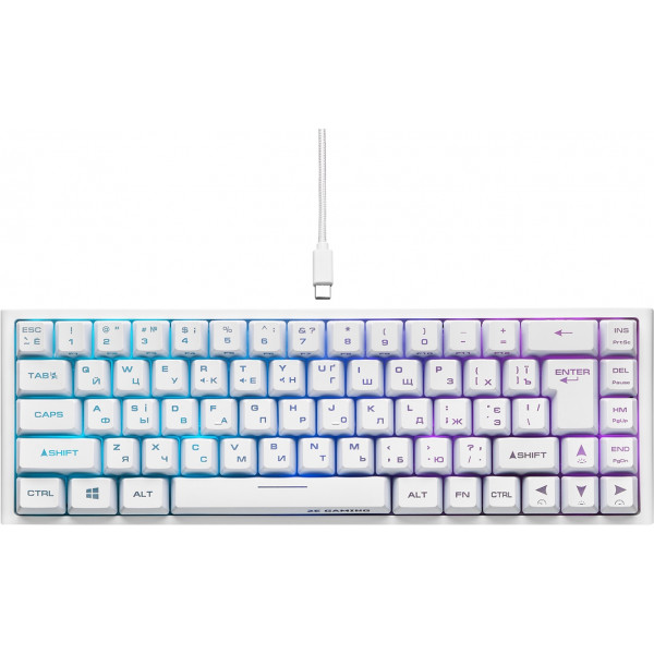 Фото - Клавиатура беспроводная игровая 2E KG360 RGB 68key WL White Ukr (2E-KG360UWT)