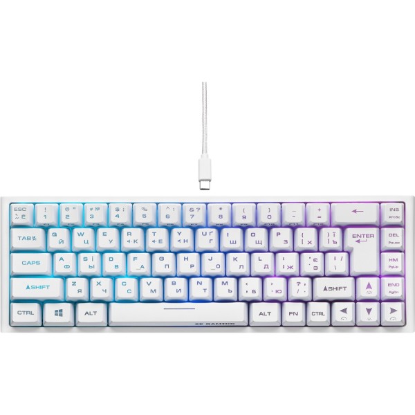 Фото - Клавіатура бездротова ігрова 2E KG360 RGB 68key WL White Ukr (2E-KG360UWT)