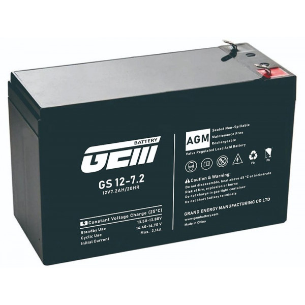 Фото - Аккумулятор для ИБП GEM BATTERY 12V, 7.2A (GS 12-7.2)