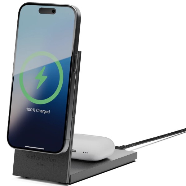 Фото - Беспроводное зарядное устройство Native Union Rise 2-in-1 Qi2 Wireless Charger Black (RS-2IN1-BLK)