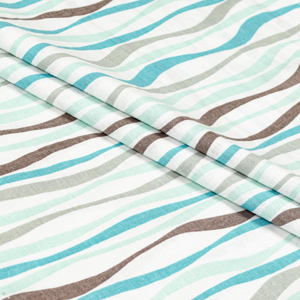 Фото - Простирадло полуторне Home Line бязь 145Х215 хвиля бірюзова (165389)