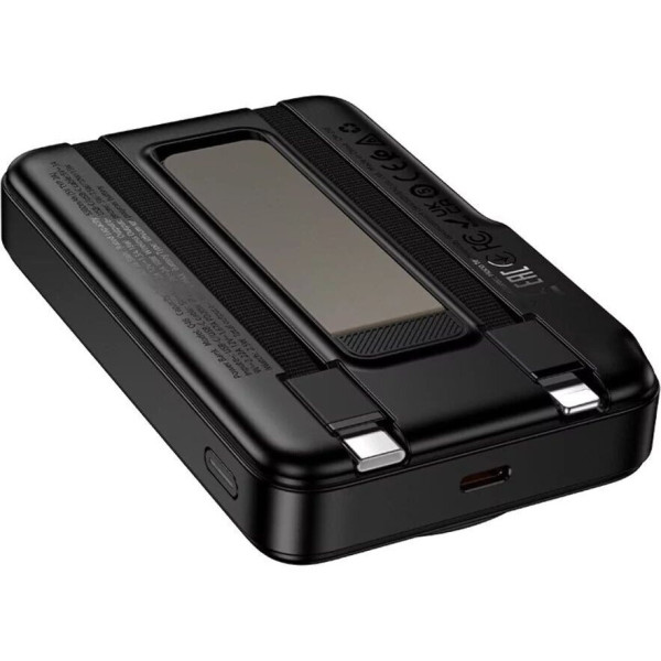 Фото - Батарея мобильная HOCO Q48 Core PD20W Magnetic з каб. Type-C + Lightning и подставкой 10000 mAh Black (715108)