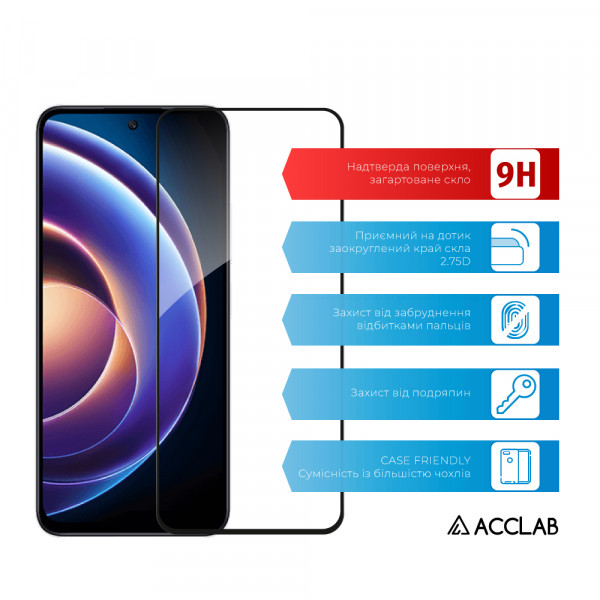 Фото - Захисне скло для смартфону ACCLAB Full Glue for Xiaomi Redmi Note 12R Black (1283126589836)