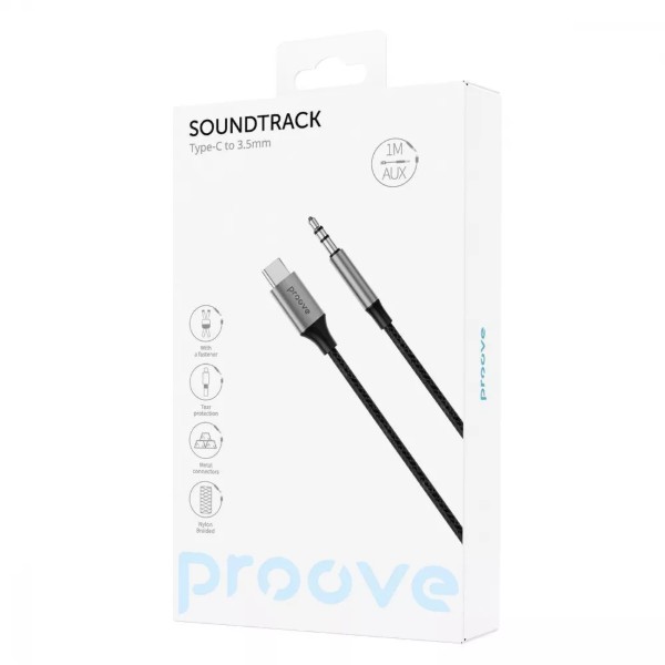 Фото - Адаптер Proove SoundTrack Type-C to 3.5mm 1m Black (ACST00002801)