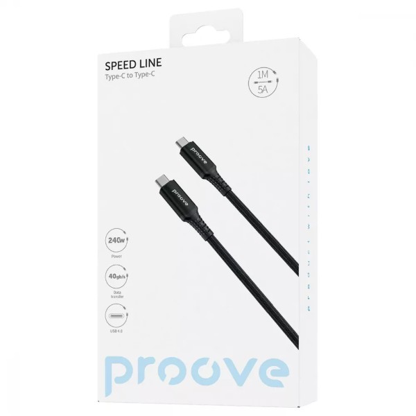 Фото - Кабель синхронизації даних Proove Speed Line Type-C to Type С 240W USB 4.0 1m Black (CCSL60002201)