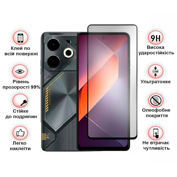 Фото - Захисне скло для смартфону BeCover for Tecno POVA 6 (LI7) Black (711580)